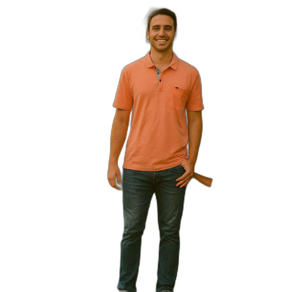 Calvin Klein Polo Shirt Mens Salmon Short Sleeve Collared and pocket Size L# 16